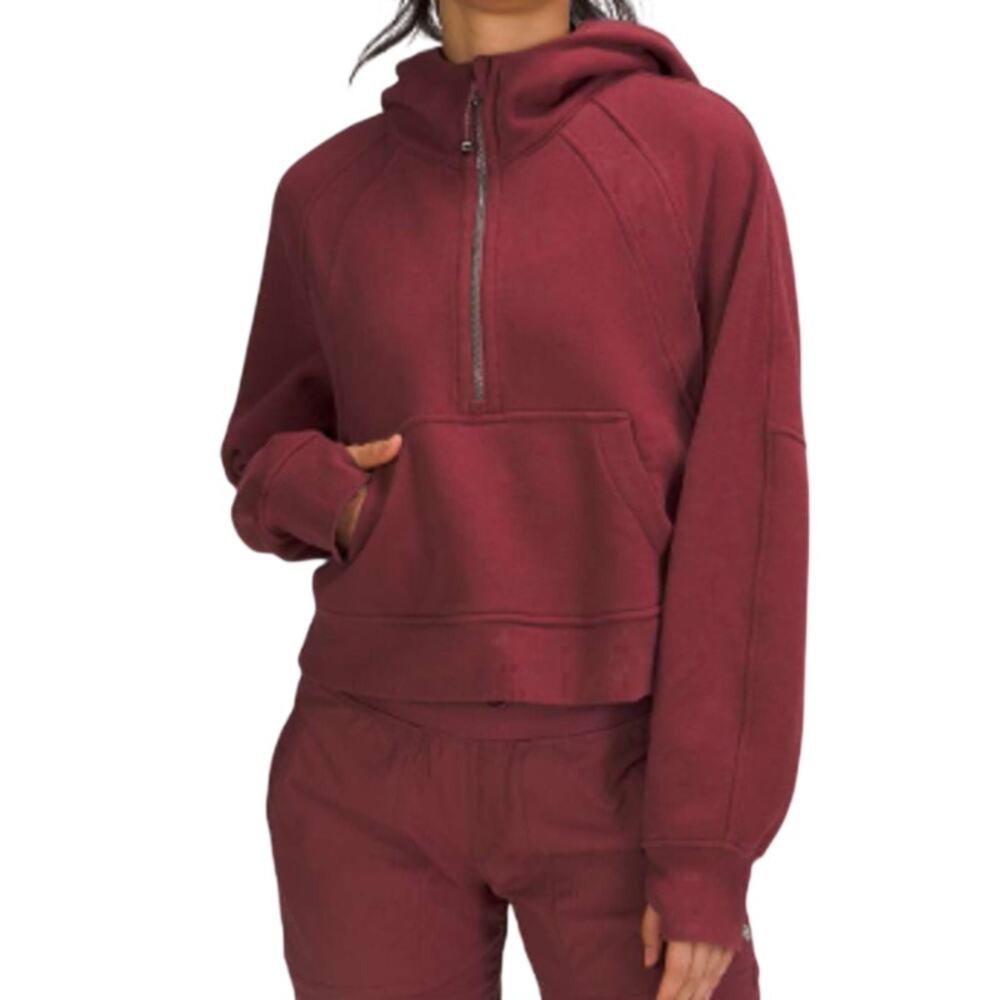 Lululemon Scuba Oversized Half Zip Hoodie M/L Wine Burgundy Pullover EUC